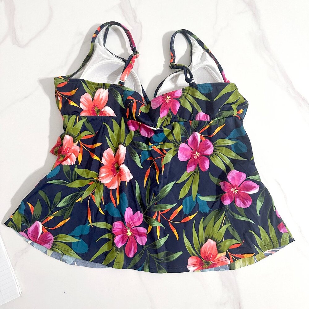 Tiered Tankini Swim Top - Tropical Pattern - Picture 3 of 5
